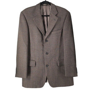 HUGO Boss suit jacket sports coat nails head browns blues 100% virgin wool sz 40